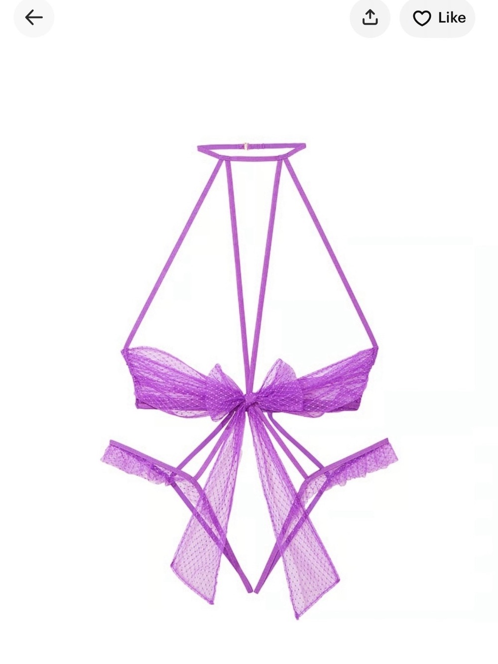 Victoria’s Secret Lingerie Bow Mesh Open-Cup Crotchless Playsuit